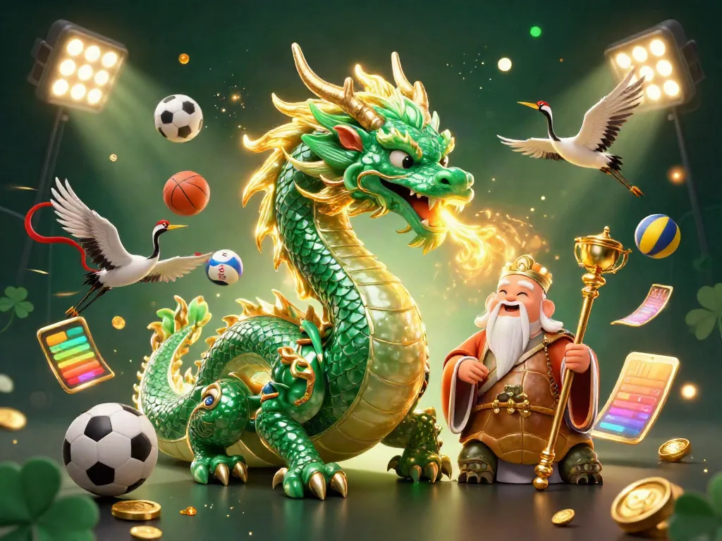 S8 captivates gamblers with a vibrant scene featuring a mystical dragon, wise turtle, and lucky cranes among dynamic sports elements.