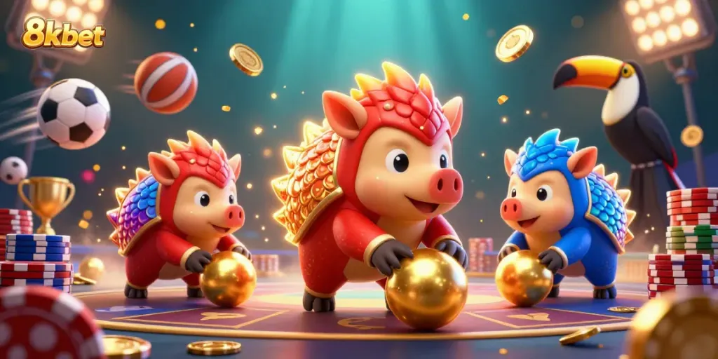 Experience the vibrant world of 8xbet with exciting pangolin characters and dynamic sports elements.