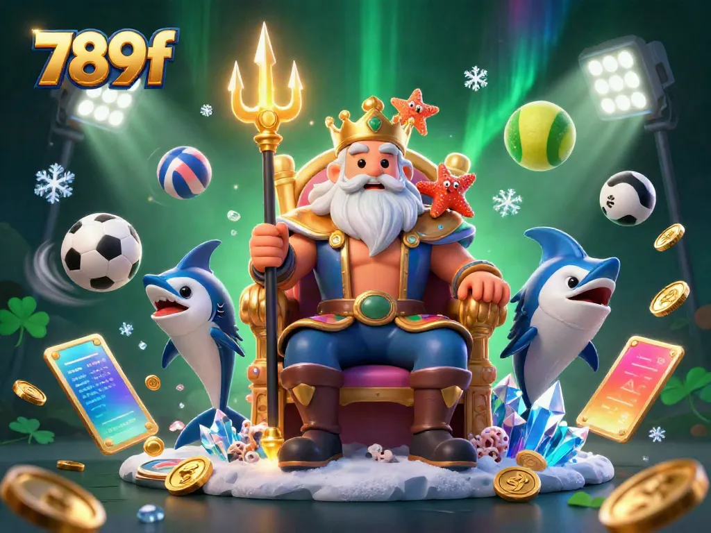 Experience 789f's vibrant underwater realm with Neptune, a samurai, and dynamic sports elements