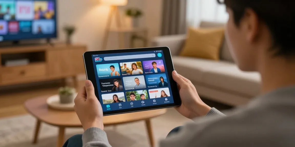 Trusted IPTV services provider showcasing a local business technician demonstrating IPTV options in a comfortable family setting.