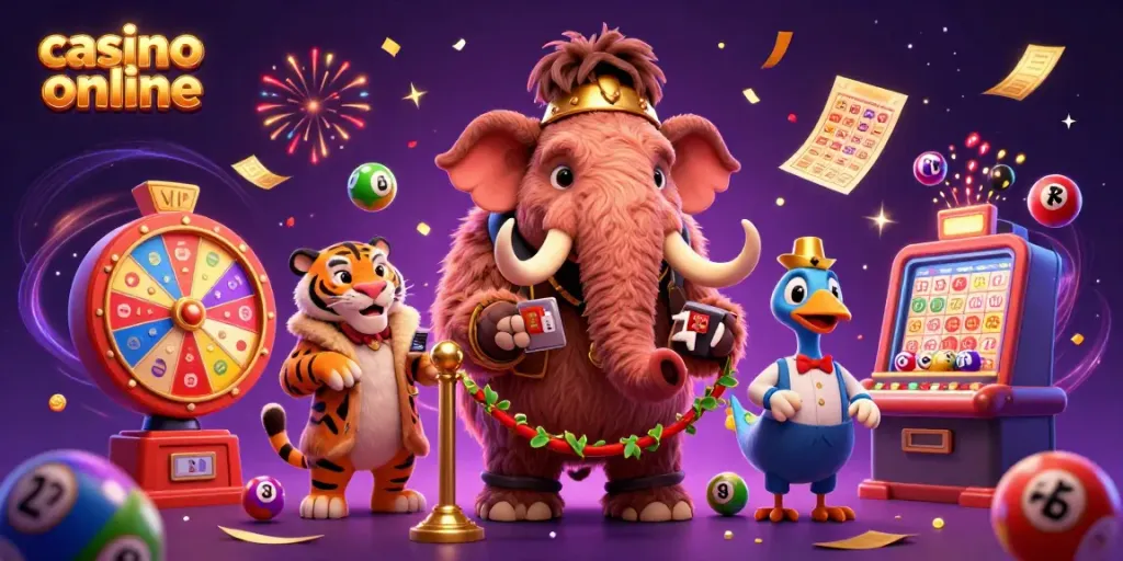 Experience the thrill of online gaming with engaging casino online characters and colorful elements.