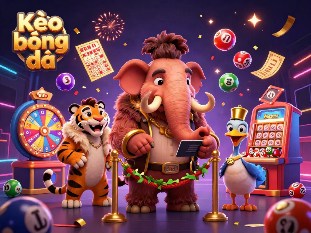 Experience the thrill of Kèo bóng đá with vibrant characters in an energetic casino scene.