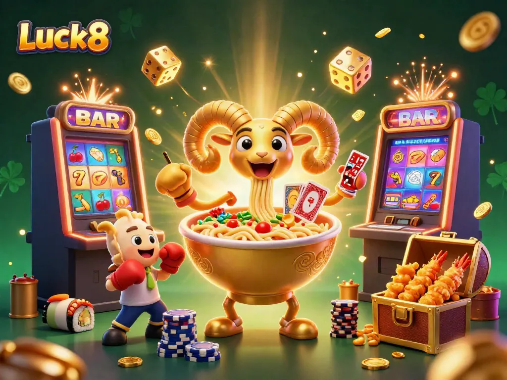 Play engaging casino games and win exciting rewards at Luck8 with an energetic 3D illustration.