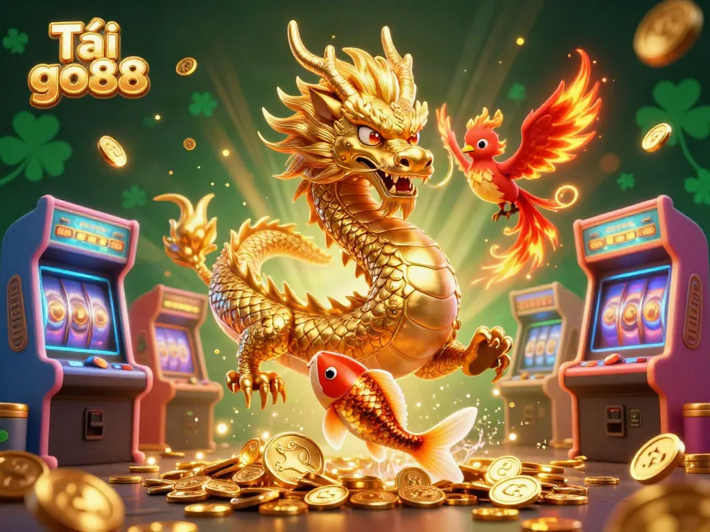 Experience thrilling gameplay with Tải go88, featuring a fierce dragon and vibrant gaming elements.