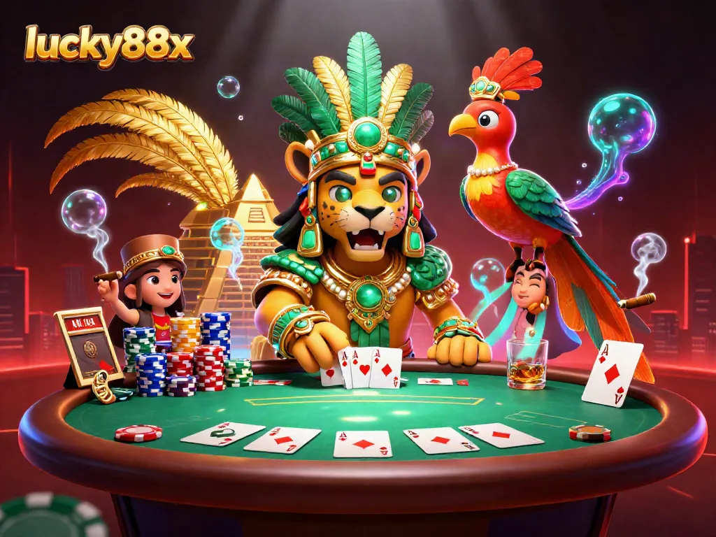 Experience thrilling gameplay in lucky88x, showcasing vibrant game elements with a mystical Mayan theme.