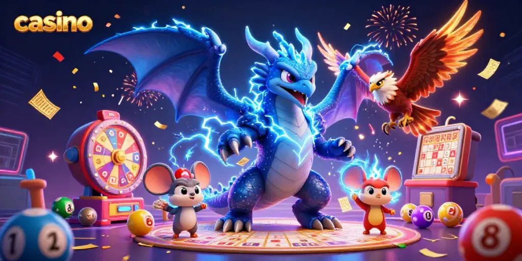 Engage in thrilling casino action with powerful 3D characters and vibrant gaming elements