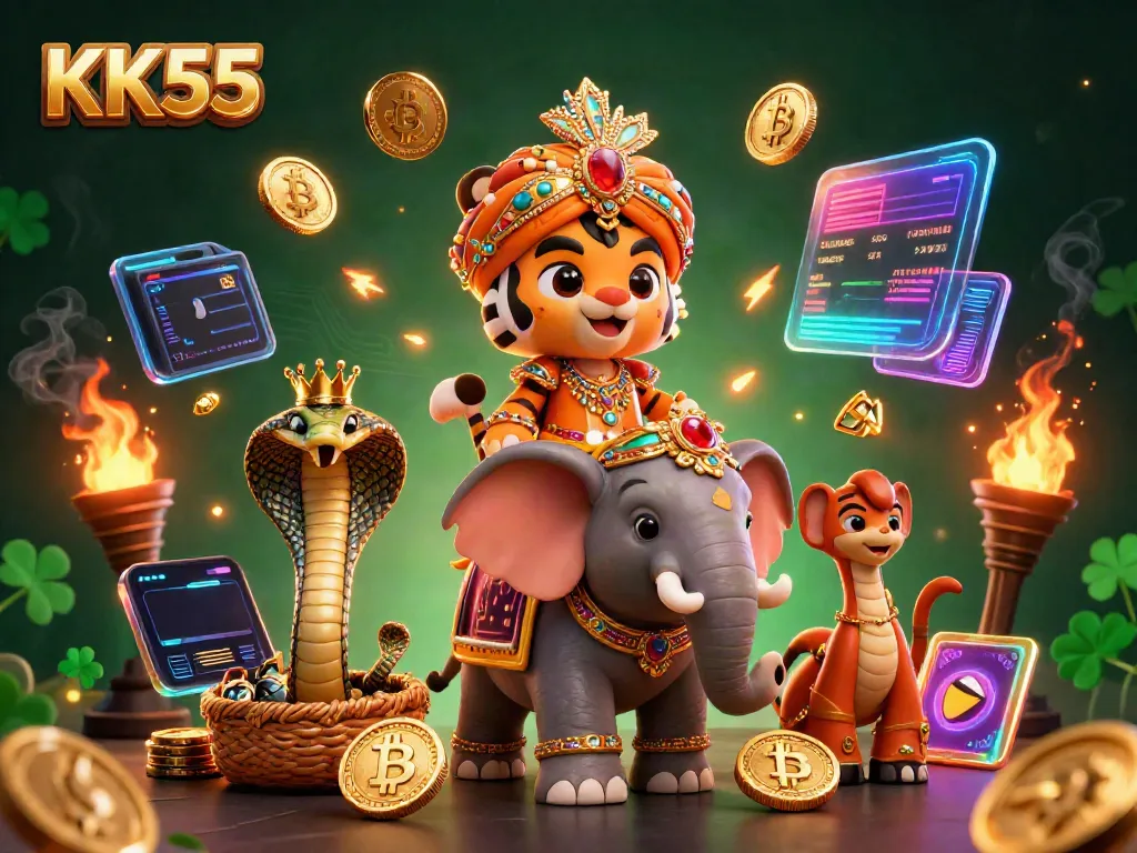 Experience the thrill of KK55 with vibrant casino elements and an extravagant 3D scene.