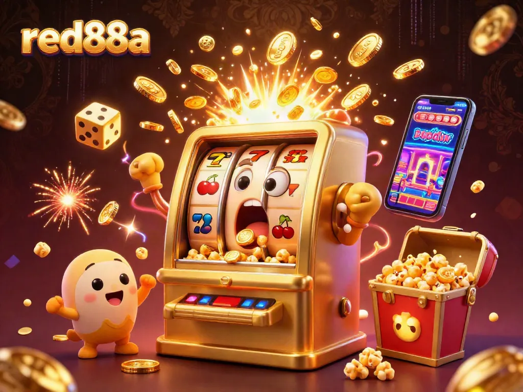 Experience the thrill of winning at the red88a online casino with vibrant slot machines and golden coins.