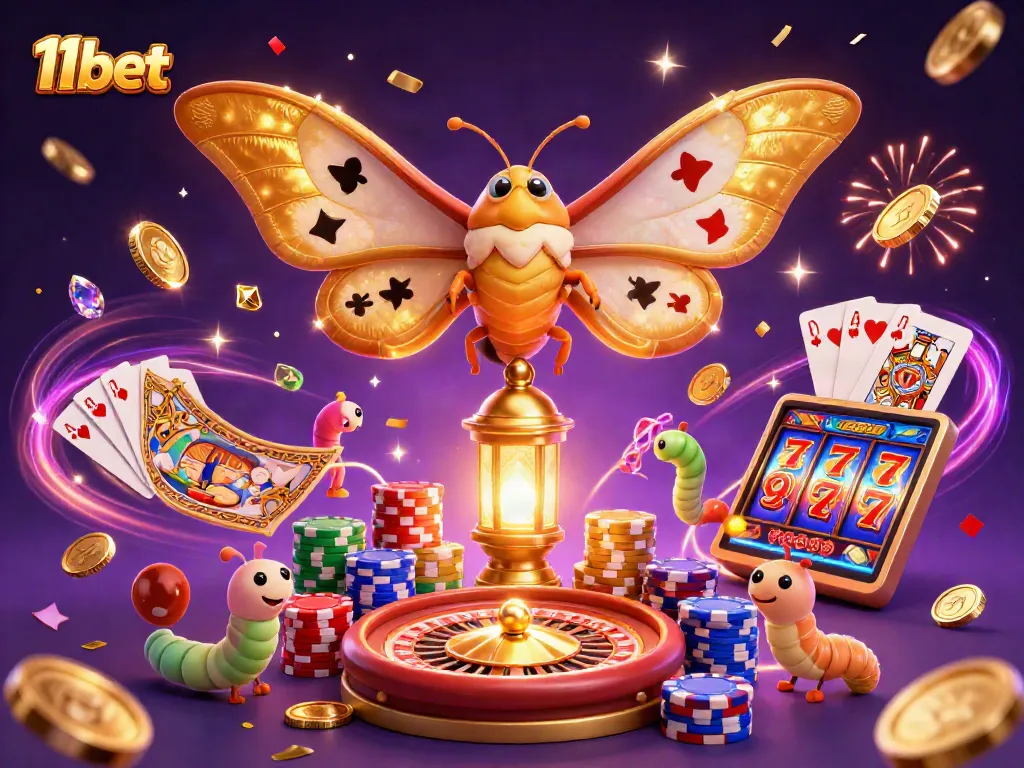 Experience the excitement of 11bet with a vibrant 3D casino scene full of winning opportunities.