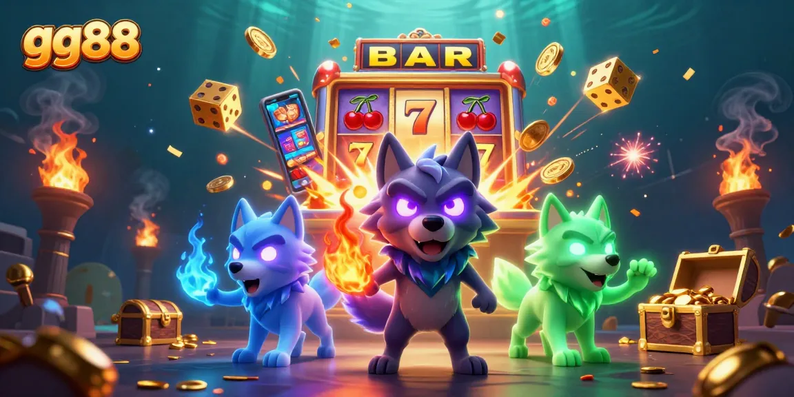 Experience excitement with gg88 as spectral wolf characters explore a vibrant casino scene.