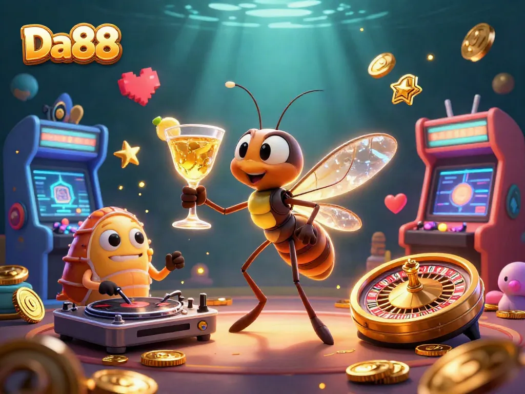 Experience thrilling gaming excitement at Da88 with vibrant characters engaging in an exciting casino scene.