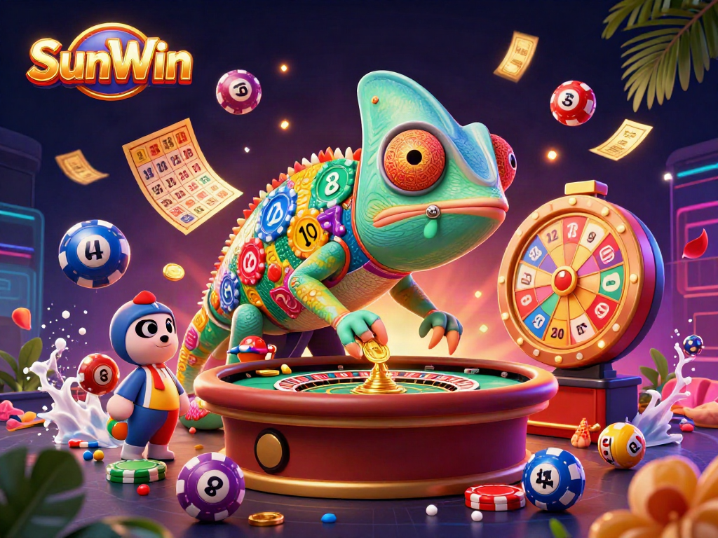 Engage with SunWin's vibrant casino scene featuring dynamic chameleon and lottery elements.