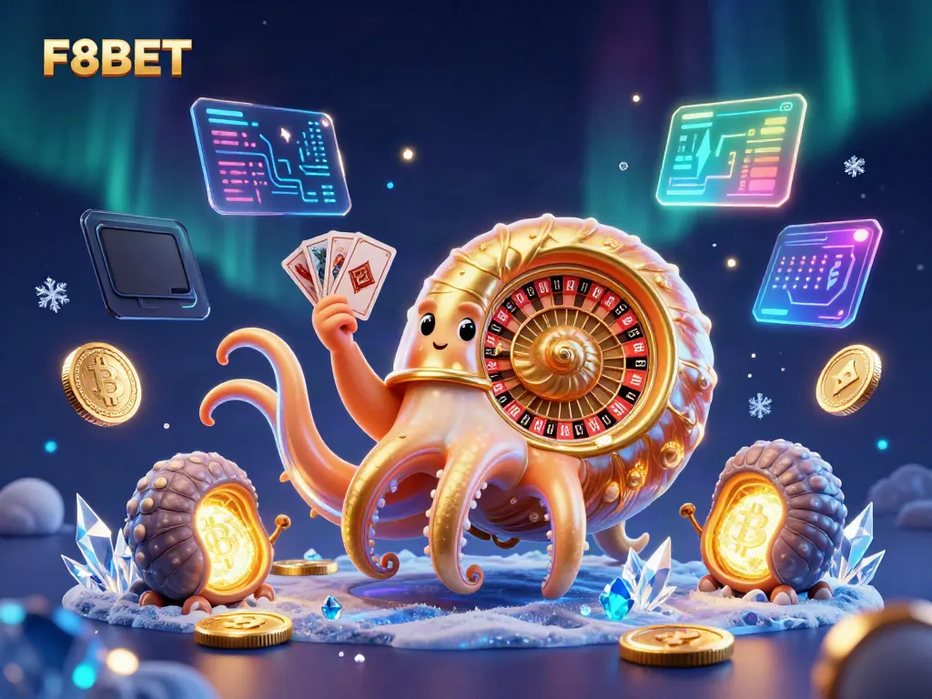 Experience the vibrant world of F8BET casino with captivating 3D characters and crypto elements.