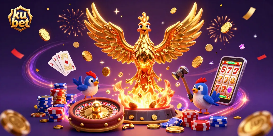 Experience thrilling wins with ku bet in this vibrant online casino illustration.