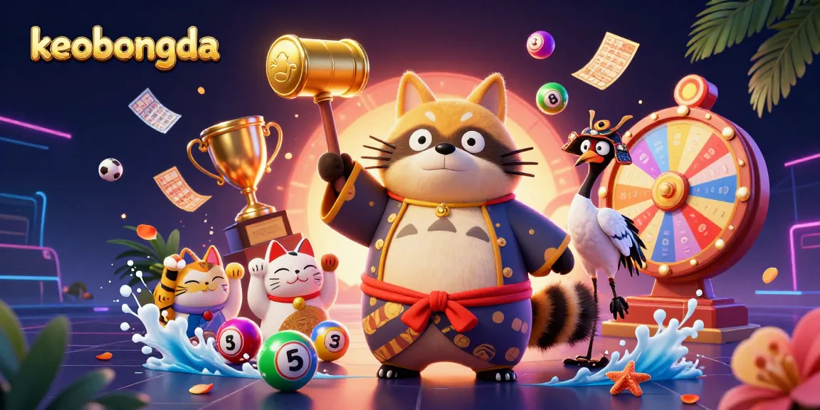 Experience the excitement of sports betting with keobongda as cheerful characters embrace luck and fortune.