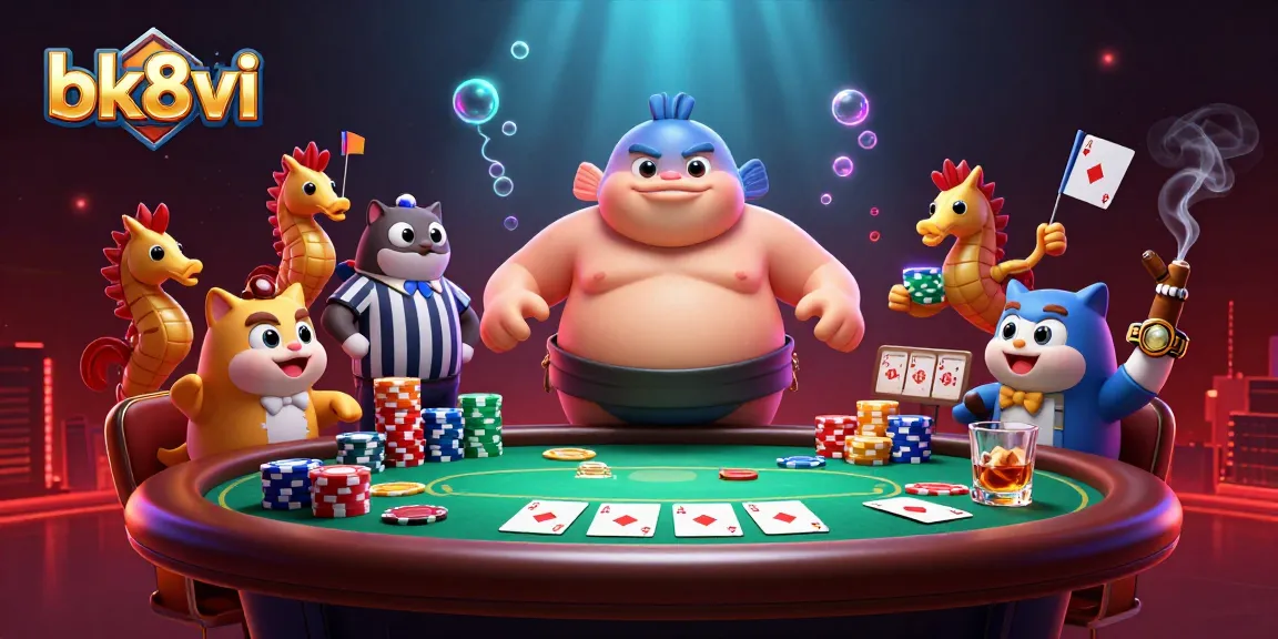 Engage in thrilling gameplay at bk8vi with a vibrant underwater casino scene, showcasing poker excitement.