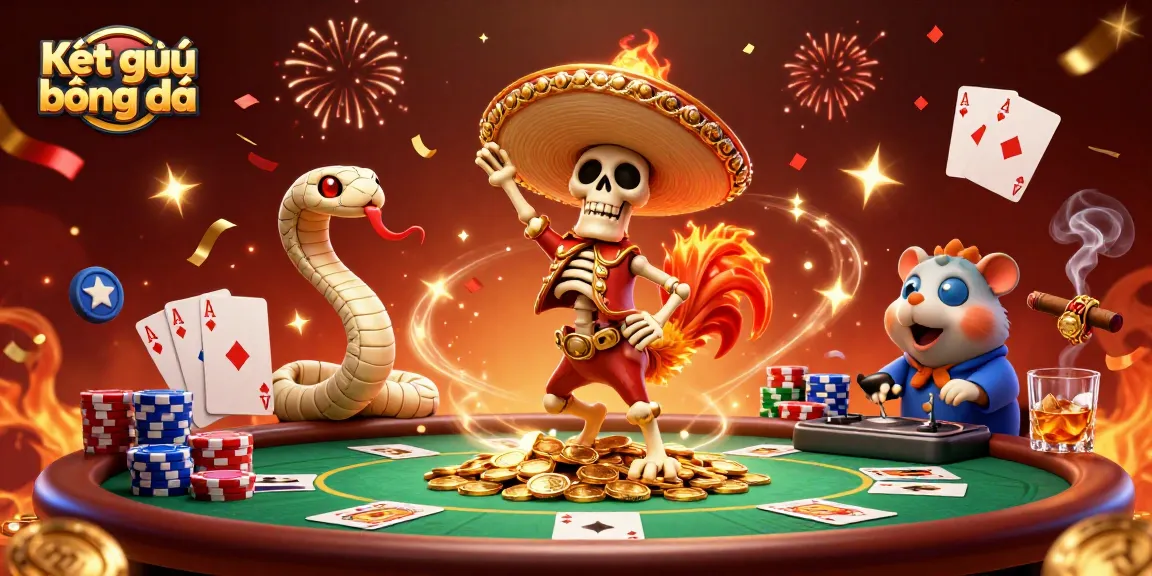 Experience Kết quả bóng đá in exciting 3D illustration with vibrant casino elements and humor.