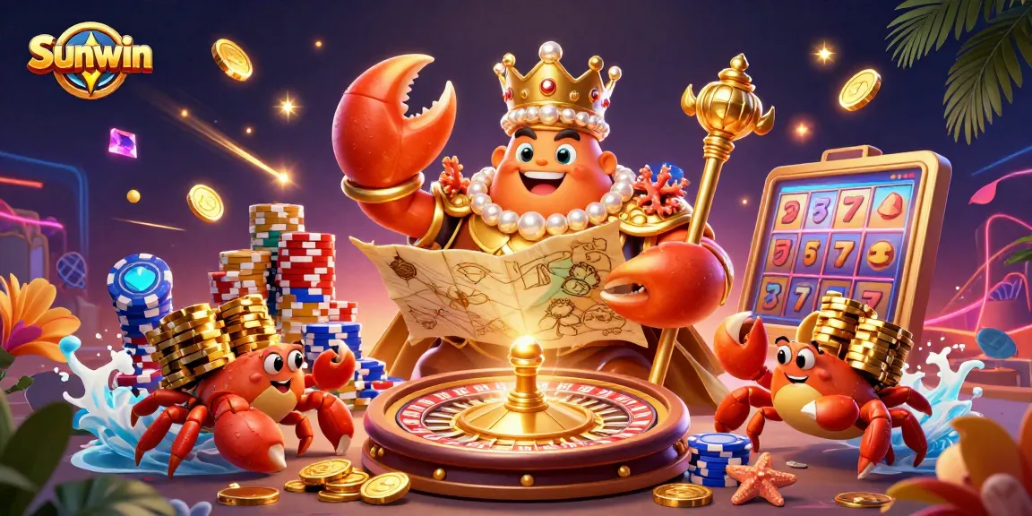 Sunwin's engaging gaming universe, filled with golden treasures and vibrant gambling elements.