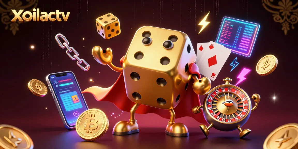 Experience thrilling betting on xoilactv with 3D comic elements showcasing vibrant crypto coins and energetic characters.