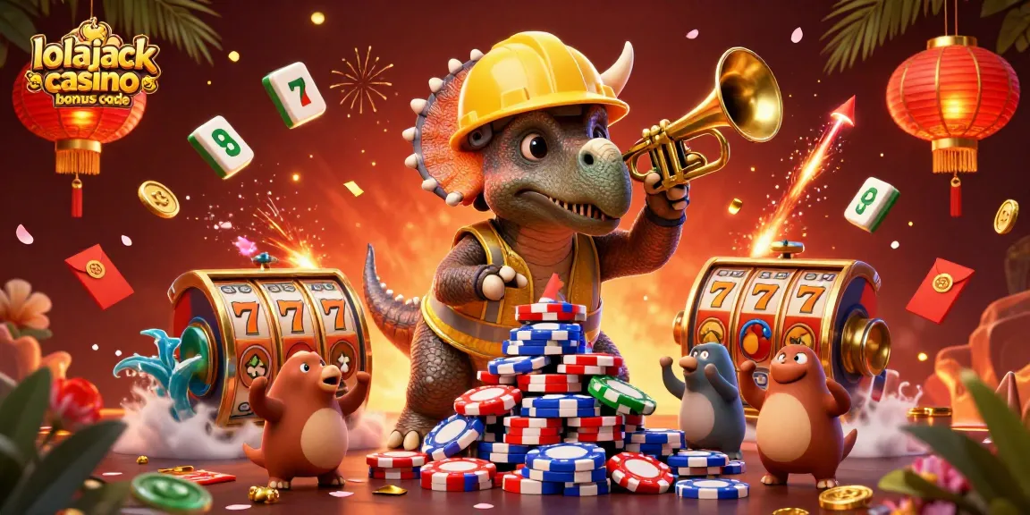 Win big with the lolajack casino bonus code in this dynamic 3D illustration featuring exciting gaming elements.