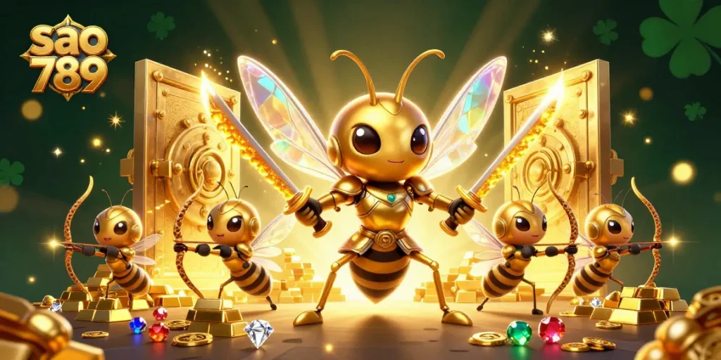 Engage in thrilling games at sao 789 with a captivating scene of golden treasure and lucky symbols.