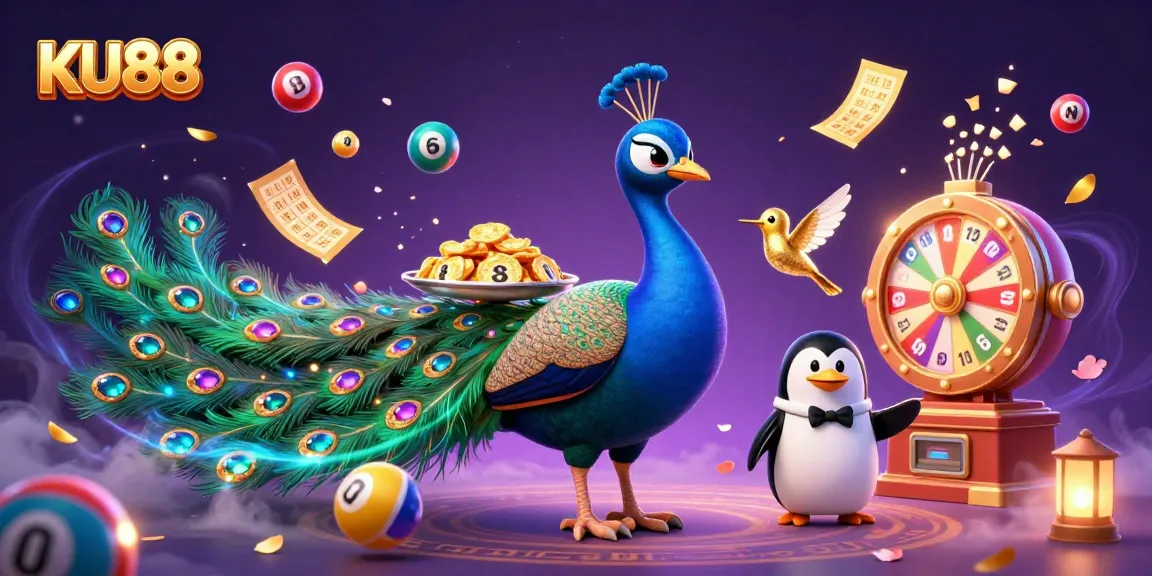 Experience thrilling games at KU88 with a dynamic peacock and vibrant prizes in a captivating setting.