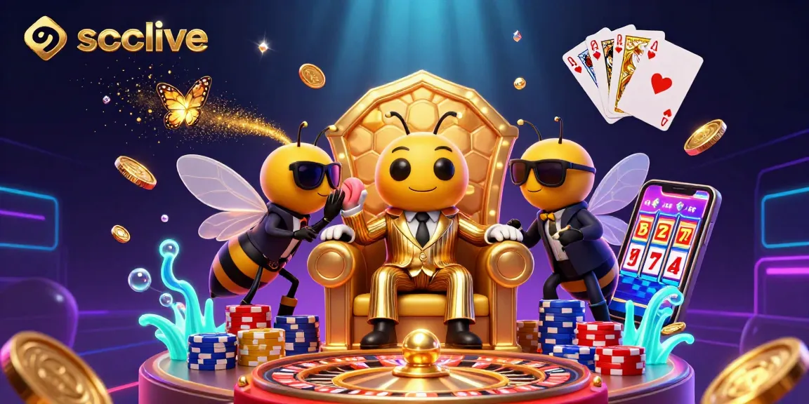 Socolive provides a vibrant atmosphere with a cartoon bumblebee mob boss amidst gambling elements, showcasing flair and excitement.