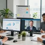 Setting up call forwarding on O2 in a modern office workspace with VoIP technology.