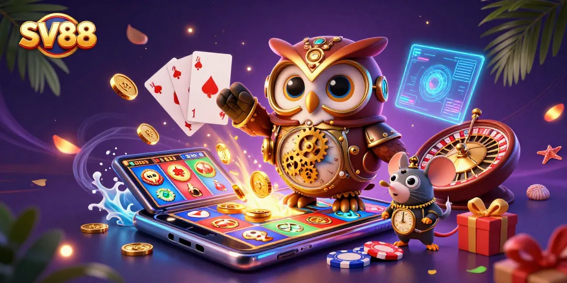 Spin vibrant slot games and interact with SV88 casino elements in an exciting 3D scene.