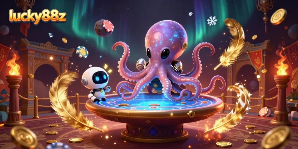 Engage in thrilling gameplay with lucky88z at a vibrant casino scene full of energy.