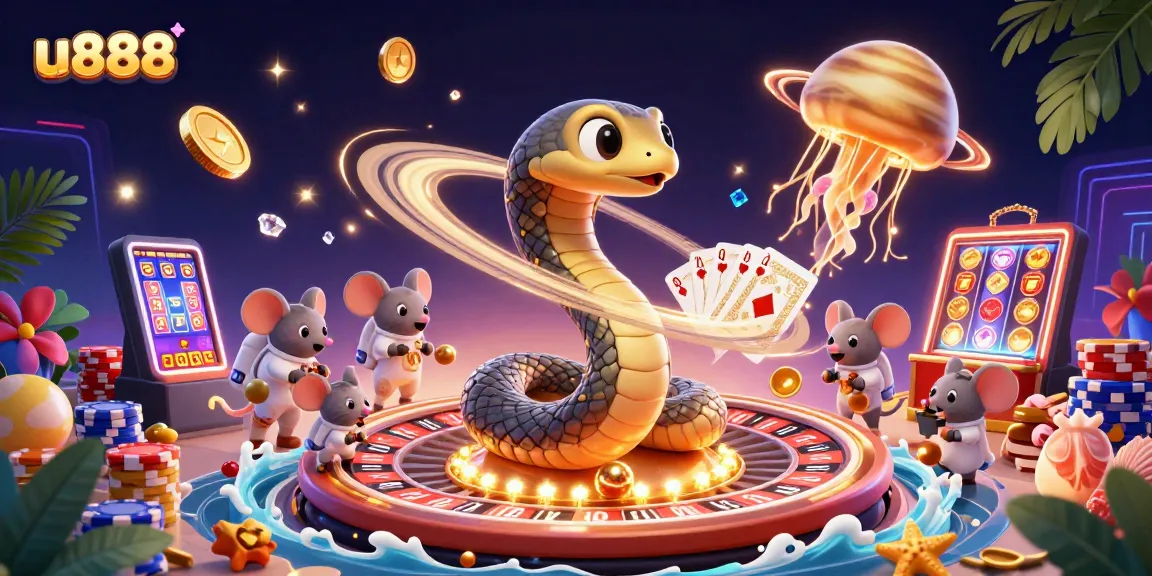 Experience thrilling bets on u888's cosmic casino, where a snake roulette and astronaut mice bring excitement.