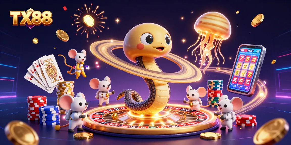 Experience the thrilling TX88 casino adventure with betting astronaut mice and a cosmic jellyfish dealer.