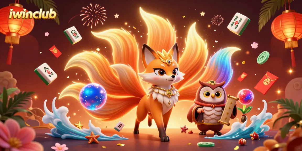 Engage with iwinclub's vibrant gaming scene featuring colorful characters, festive casino elements, and dynamic visuals.