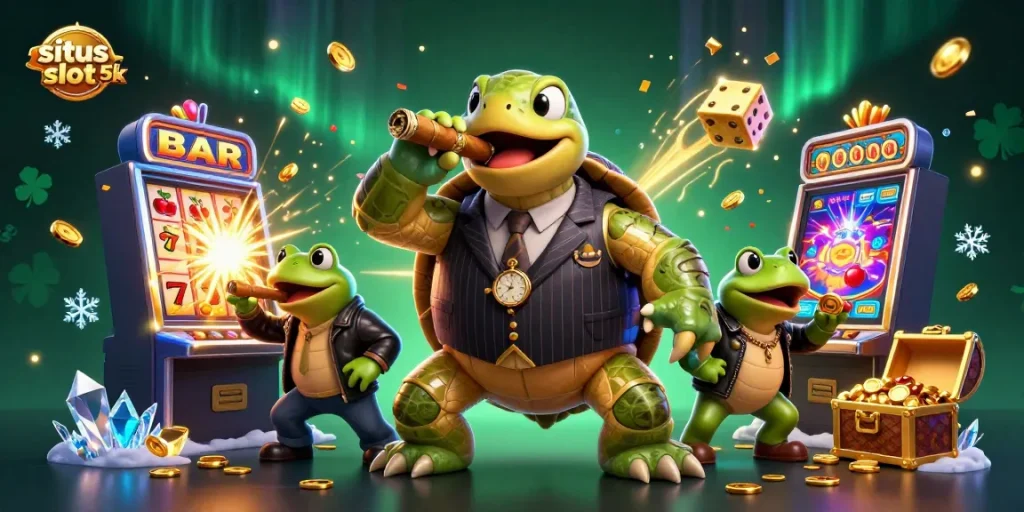 Engage with the exciting situs slot 5k experience featuring vibrant characters, dynamic slots, and golden treasures.