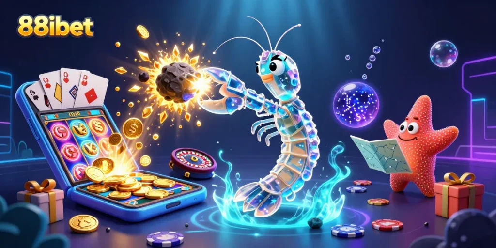 88ibet players engage in thrilling gaming action with a vibrant 3D digital casino illustration.